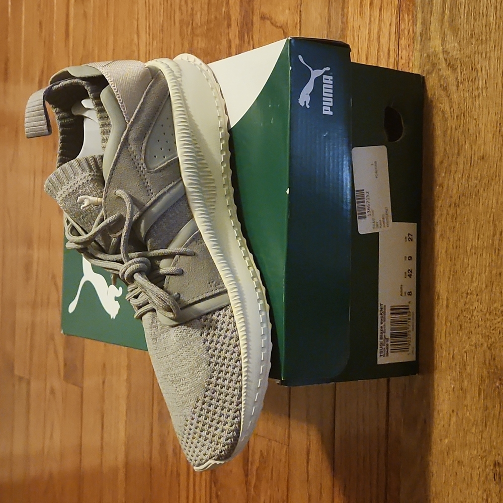 Men's PUMA TSUGI Blaze evoKnit Rock Ridge-Birch White, Size 9, NWOT (Never Worn)